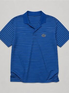 Florida Gators Cutter & Buck Polo Shirt 2XL Blue White Striped CB DryTec Mens